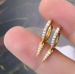 14k Gold Over Sterling Silver Moissanite Hoop Earrings